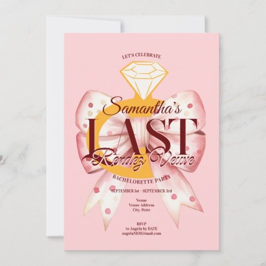 Laatste Rendez Veuve Bachelorette Weekend Route Kaart (Voorkant)