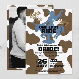 Laatste rit denim cowgirl western vrijgezellenfees kaart