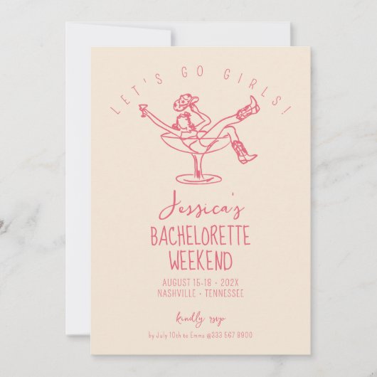 Laatste rodeo Bachelorette Weekend Funky hand gete Kaart (Voorkant)