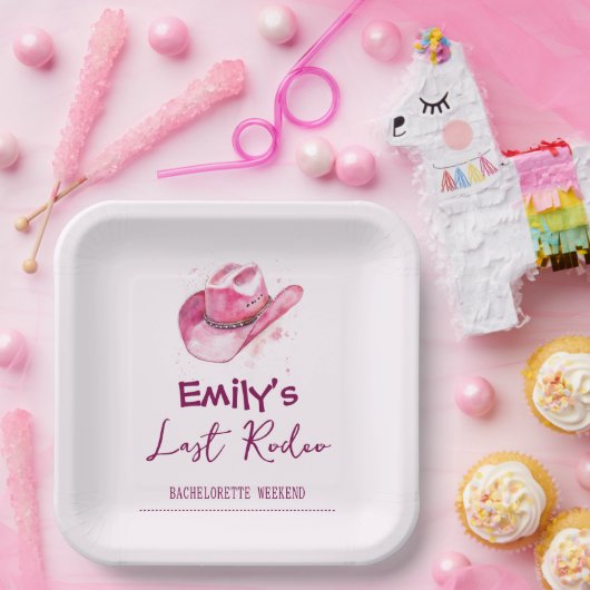 Laatste Rodeo Bachelorette-weekend | Roze Papieren Papieren Bordje (Feest)