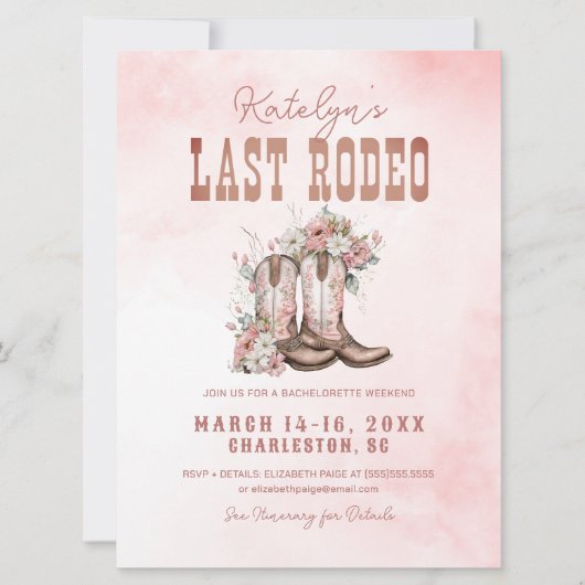 Laatste Rodeo Bachelorette Weekend Uitnodiging (Voorkant)