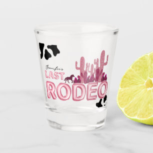 Laatste rodeo ballonlettertype en koe afdrukken, c shot glas
