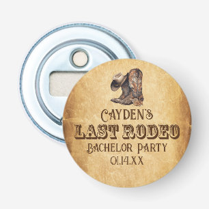 Laatste Rodeo Cowboy Grunge Bruine Bachelor Party Button Flesopener
