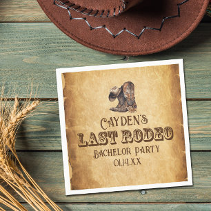 Laatste Rodeo Cowboy Grunge Bruine Bachelor Party Servet