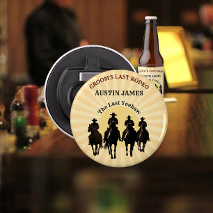 Laatste Rodeo Cowboys Zonsondergang Bruidegom's Na Button Flesopener