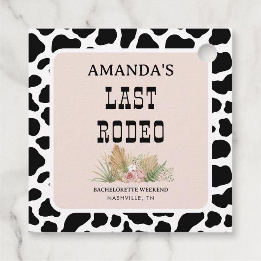 Laatste Rodeo Cowgirl Bachelorette Weekend Party Bedankjes Labels (Achterkant)