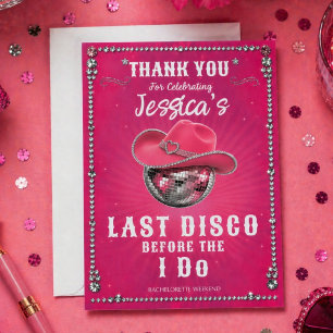 Laatste Rodeo Disco Cowgirl Bachelorette Feest Bedankkaart