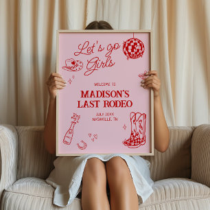 Laatste Rodeo Disco Cowgirl Bachelorette Welkom Poster