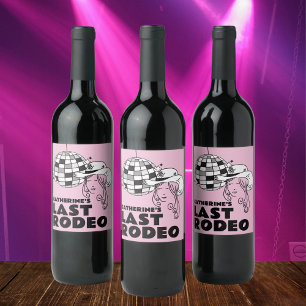 Laatste Rodeo Disco Cowgirl vrijgezellenfeest Wijn Etiket