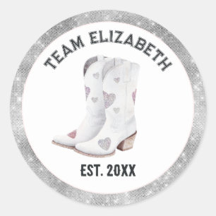 Laatste Rodeo Glitter Hart Cowgirl Laarzen Team Br Ronde Sticker