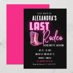 Laatste Rodeo Hot Pink Neon Cowboy laarzen Bachelo Kaart