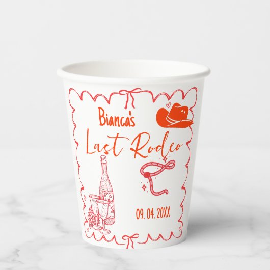Laatste Rodeo Nashville Bachelorette Weekend Party Papieren Bekers (Voorkant)