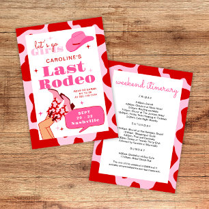 Laatste Rodeo Red & Pink Cowgirl vrijgezellenweeke Kaart