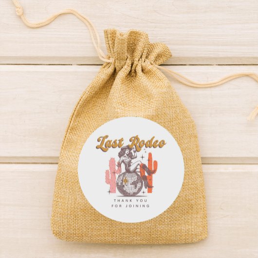 Laatste Rodeo Retro Roze Cowgirl Vrijgezellenfeest Ronde Sticker