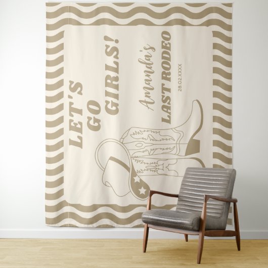 Laatste Rodeo Retro Western Meidenavondfeest Wandkleed (In situ)