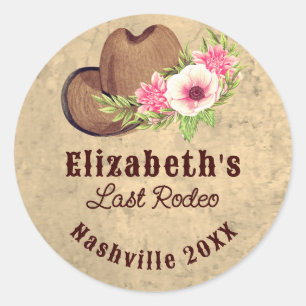 Laatste Rodeo Roze Cowgirl Bachelorette Nashville Ronde Sticker