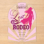 Laatste Rodeo Roze Cowgirl Nash Bash Bruidsfeestje Acryl Uitnodigingen (Voorkant)
