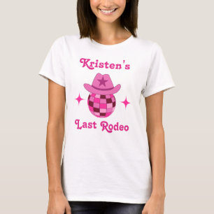 Laatste Rodeo Roze Disco Cowgirl Bachelorette T-shirt