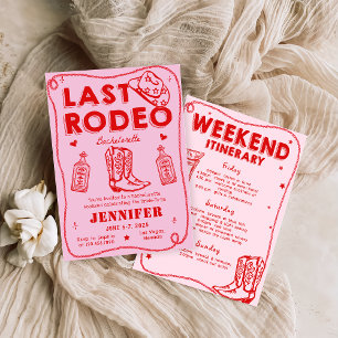 Laatste Rodeo Roze Rood Cowgirl Bachelorette Weeke Kaart
