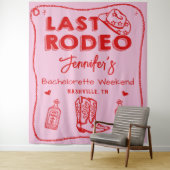 Laatste Rodeo Roze Rood Cowgirl Bachelorette Weeke Wandkleed (In situ)