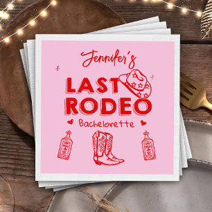 Laatste Rodeo Roze Rood Cowgirl Hen Party Servet