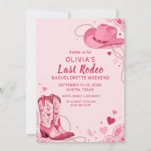 Laatste Rodeo Roze Western Cowgirl Vrijgezellenfee Kaart