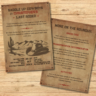 Laatste Rodeo Rustieke Cowboy vrijgezellenfeest Kaart