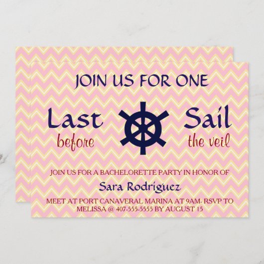 Laatste Sail voor de uitnodiging van Veil Bachelor (Voorkant / Achterkant)