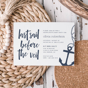 Laatste Sail voor de Veil Boat Bachelorette Party Kaart