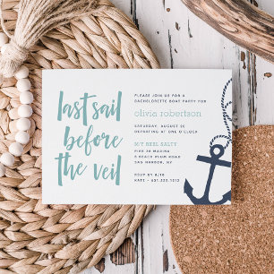 Laatste Sail voor de Veil Boat Bachelorette Party Kaart