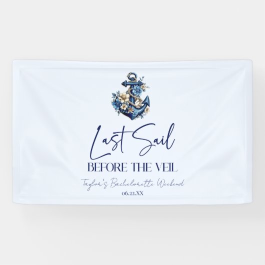Laatste Sail voor Veil Bachelorette Weekend Party Spandoek (Horizontaal)