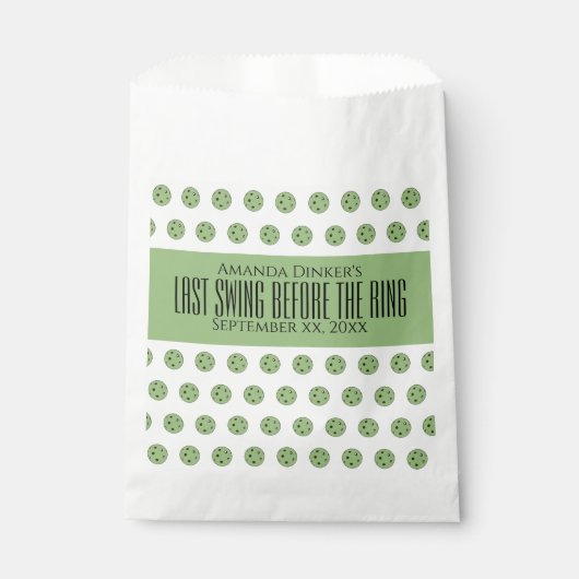 Laatste schommel Voor de Ring Bruiloft Pickleball Bedankzakje (Voorkant)