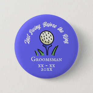 Laatste schommel voor de Ring Golf bruiloft blauw Ronde Button 5,7 Cm