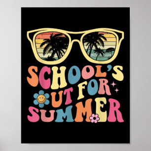 Laatste schooldag Retro Teacher Schools voor ons Poster