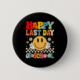 Laatste Schooldag Smile Groovy Face Leraar Zomer Ronde Button 5,7 Cm