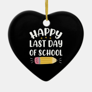 Laatste schooldag voor leerkracht en leerling keramisch ornament