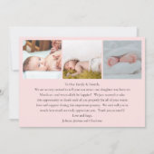 Laatste script 4 Foto Pink Birth Aankondiging (Achterkant)