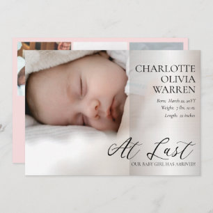 Laatste script 4 Foto Pink Birth Aankondiging