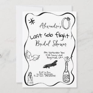 Laatste Solo Flight Hand Bruids Douche Uitnodiging