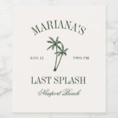 Laatste Splash Beach Palms Bachelorette Wijn Etiket (Enkel label)