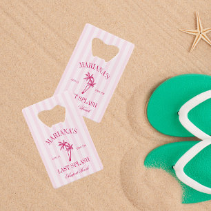 Laatste Splash Beach Palms Heet Roze Bachelorette Kredietkaart Flessenopener