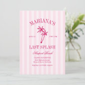 Laatste Splash Beach Palms Hot Pink Bachelorette Kaart (Staand voorkant)