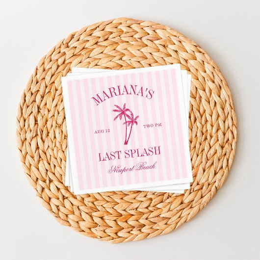 Laatste Splash Beach Palms Hot Pink Bachelorette Servet