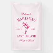 Laatste Splash Beach Palms Hot Pink Bachelorette Spandoek (Verticaal)