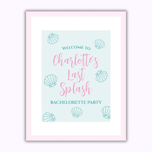 Laatste Splash Seashell Beach Bachelorette Welkom Poster