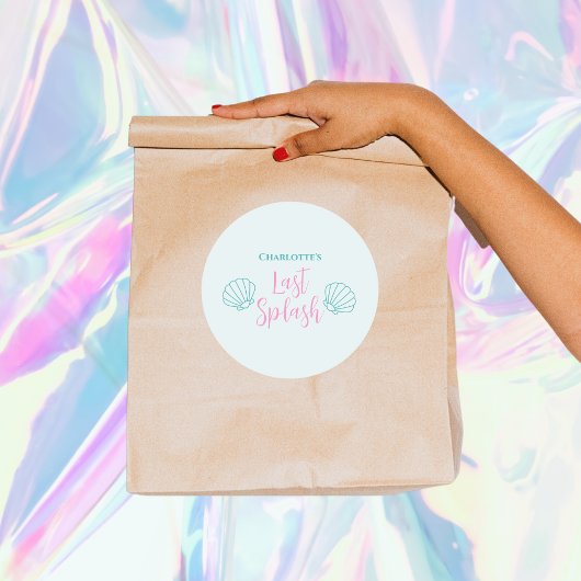 Laatste Splash Zeemeermin Schelpen Strand Bruiloft Ronde Sticker