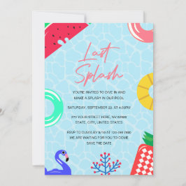 Laatste Splash Zwembad Feest Bruiloft Kaart