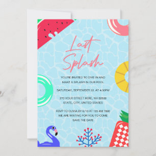 Laatste Splash Zwembad Feest Bruiloft Kaart