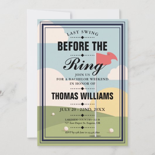 Laatste Swing Bachelor Golf Weekend Party Kaart (Voorkant)