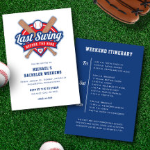 Laatste Swing Baseball Bachelor Weekend Uitnodigin